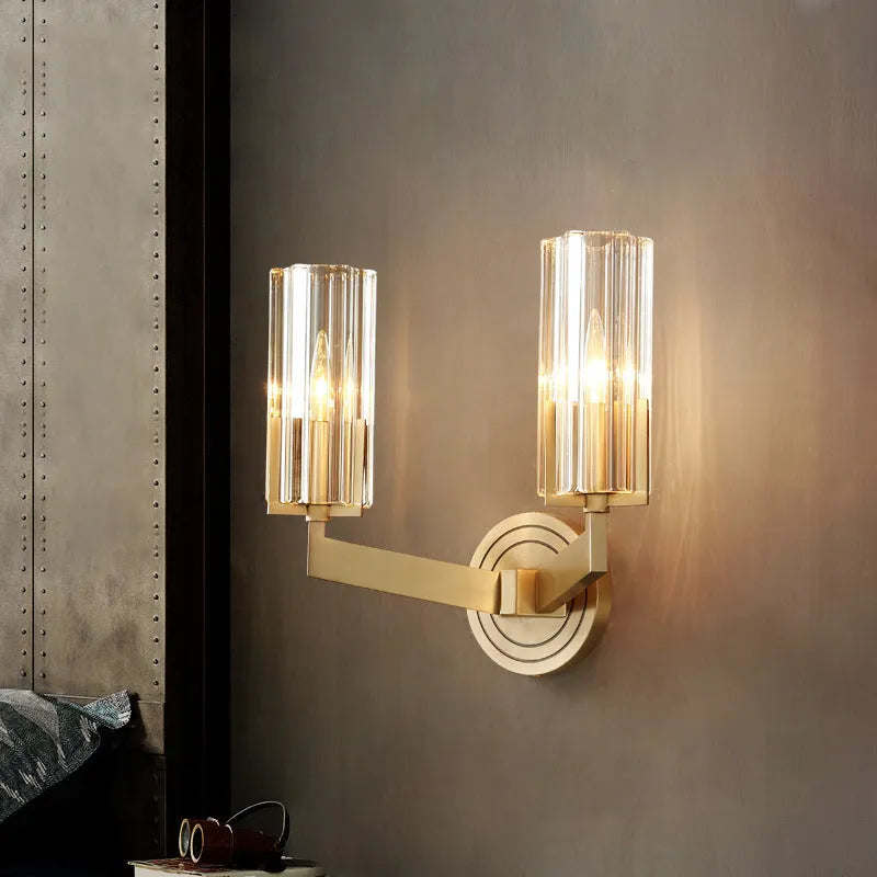 Copper wall lamp with modern minimalist design showing single head configuration