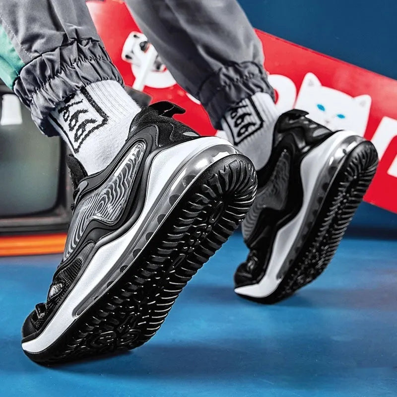 Men's Space Black casual summer shoes with air cushion technology and rubber sole