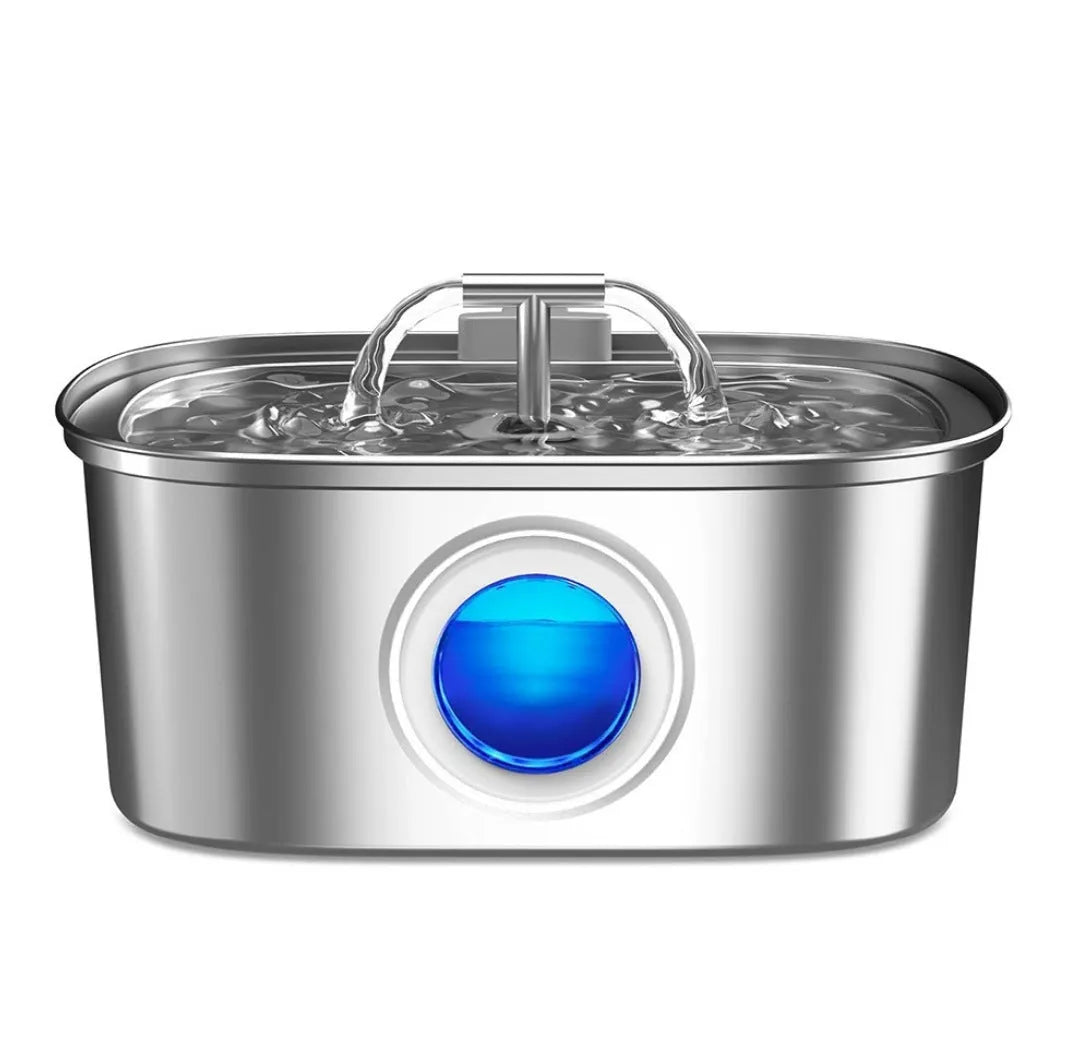 All stainless steel pet water dispenser round runway type large capacity for cats and dogs