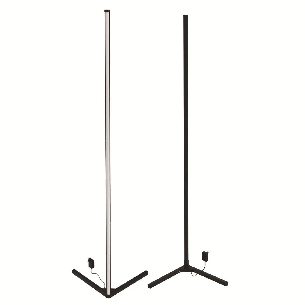 Black smart floor lamp with aluminium alloy body and silicone shade featuring RGBW lighting