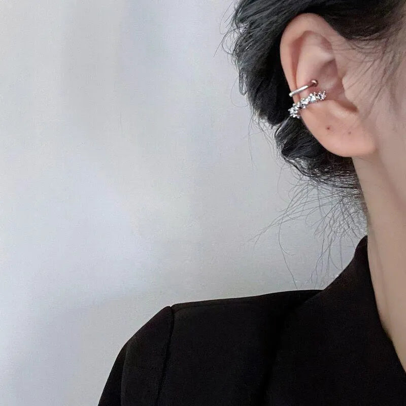 Geometric irregular clip-on earrings in frosty B4710 colour, alloy double earrings for women