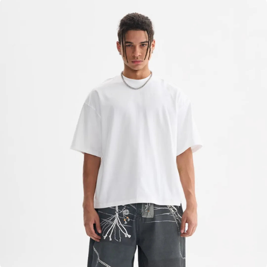 Pure cotton loose fit t-shirt in apricot colour with short sleeves