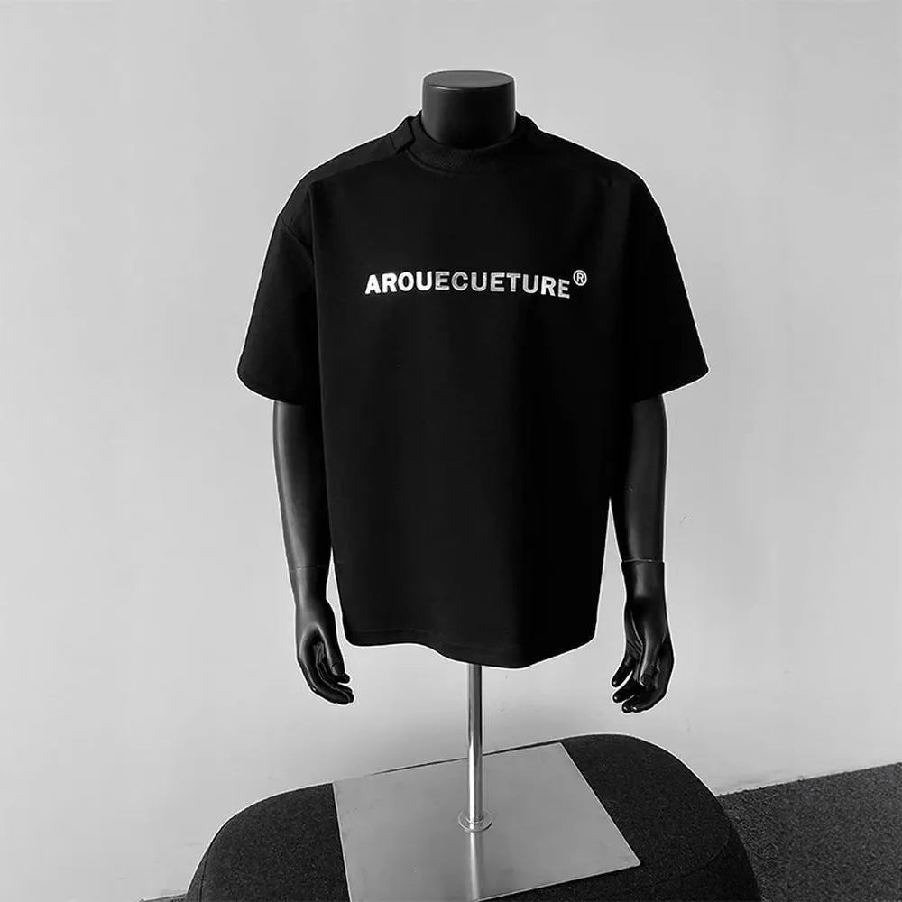 Men's short sleeve cotton pullover shirt with printed letters in light grey colour