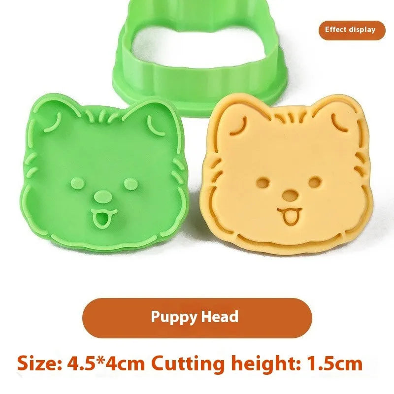 Three-dimensional plastic biscuit mould with dog cartoon designs for pressed cookies