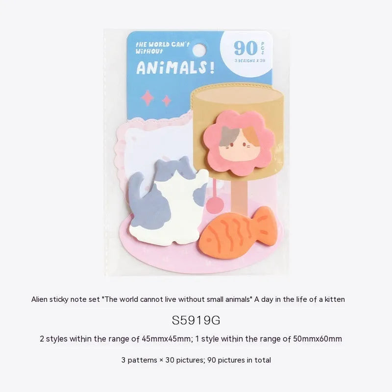 Small animal shaped sticky note set with 90 pages and six cute cover designs