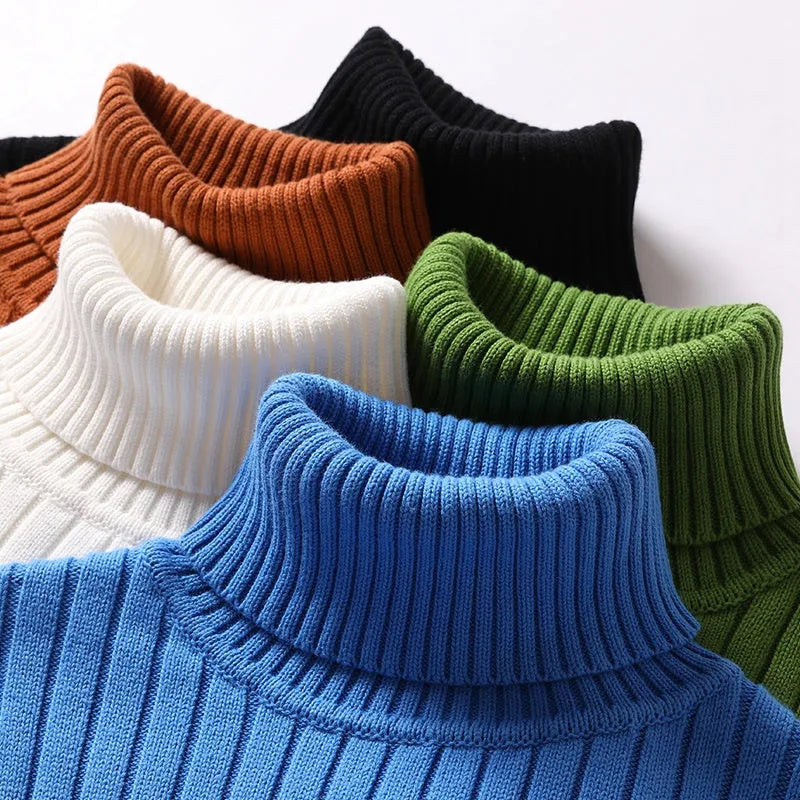 Turtleneck sweater for men and women in striped design, high neck, long sleeves, slim fit, autumn winter top