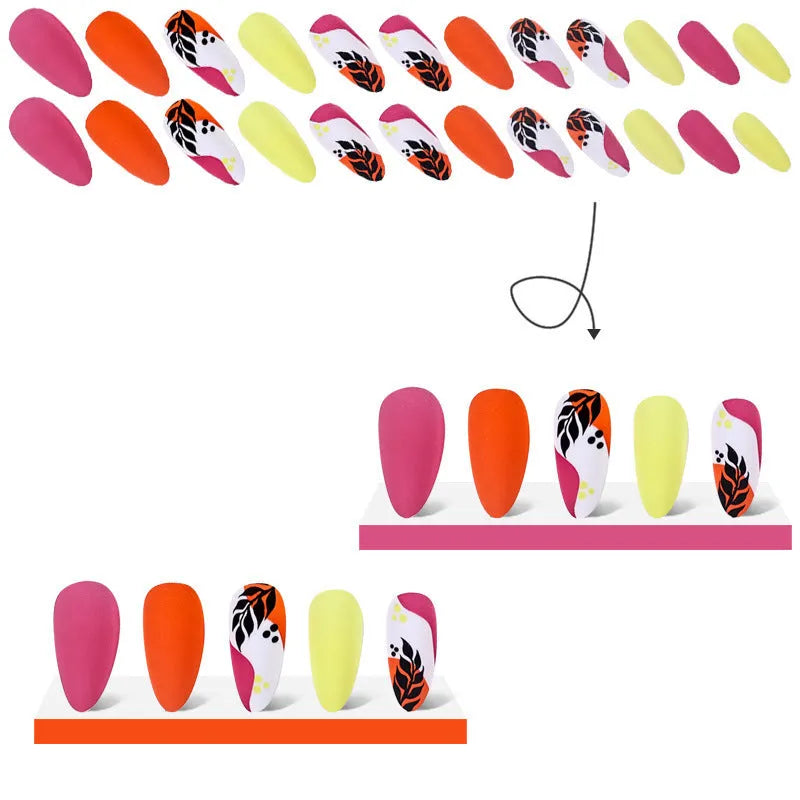 Wear Armour almond nail stickers in French leaves, leopard print, macaron and plating designs