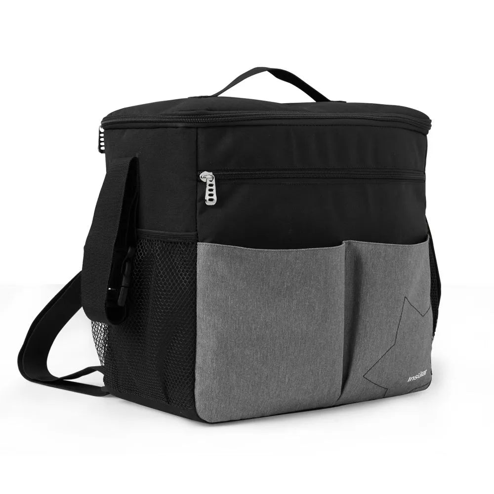 Nylon waterproof mommy bag backpack in solid colour with folds design, shoulder strap, and front open pocket