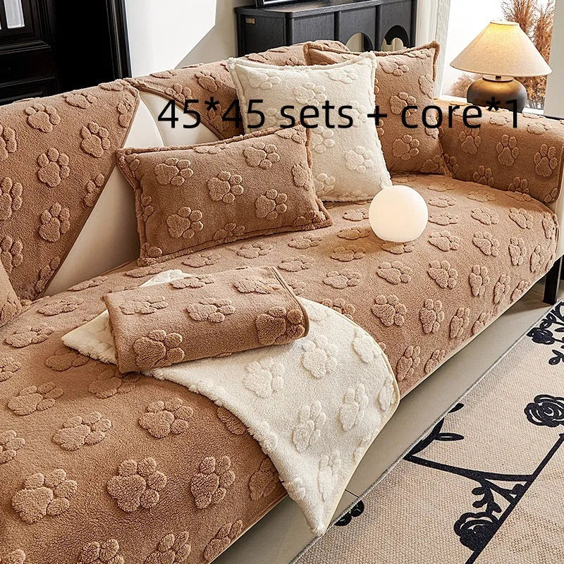 Thickened fleece non-slip sofa cushion 45x45cm in solid colour modern simplicity style