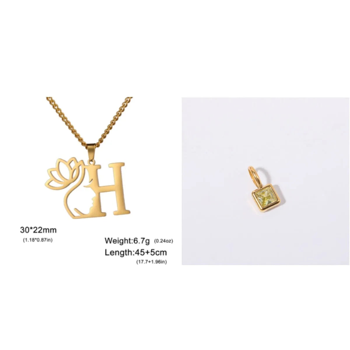 Stainless steel cross chain necklace with pendant in gold or steel colour