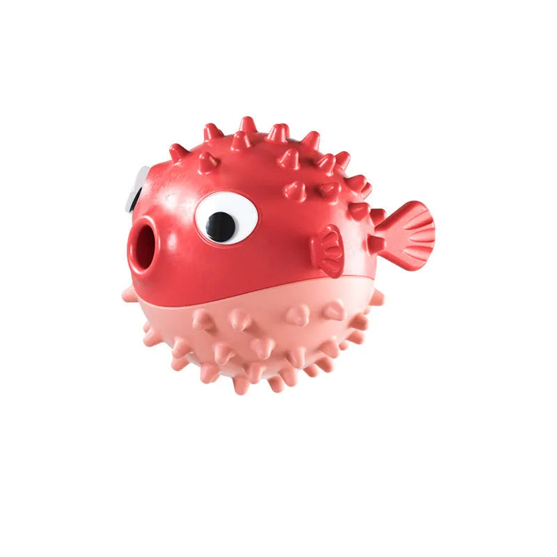 Green fish-shaped dog chew toy with textured surface for medium or large dogs