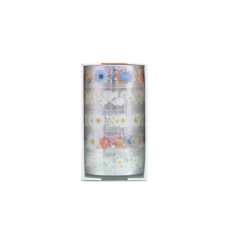 Five rolls of transparent decorative adhesive tape in Midsummer Daisy colour for diary decoration