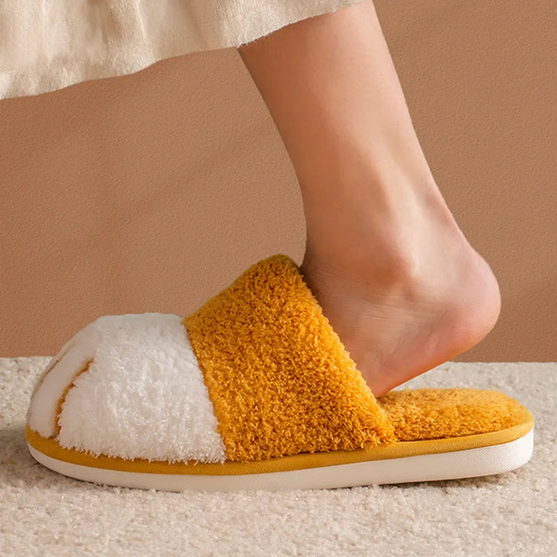 Paw slippers autumn winter home shoes women kawaii furry slides indoor floor bedroom couple slipper warm flats