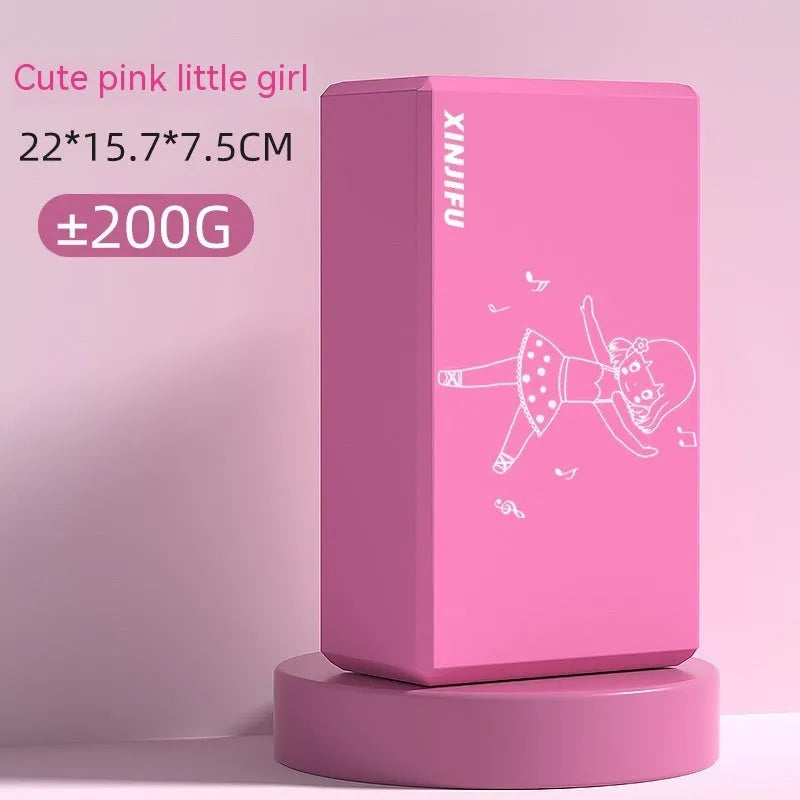 High-density EVA yoga block in various colours including cartoon designs for dance and fitness training