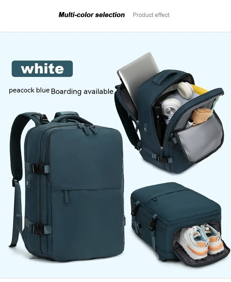 Large waterproof mummy-style backpack in nylon, shown in a selection of colours including black, mint green, and pink.