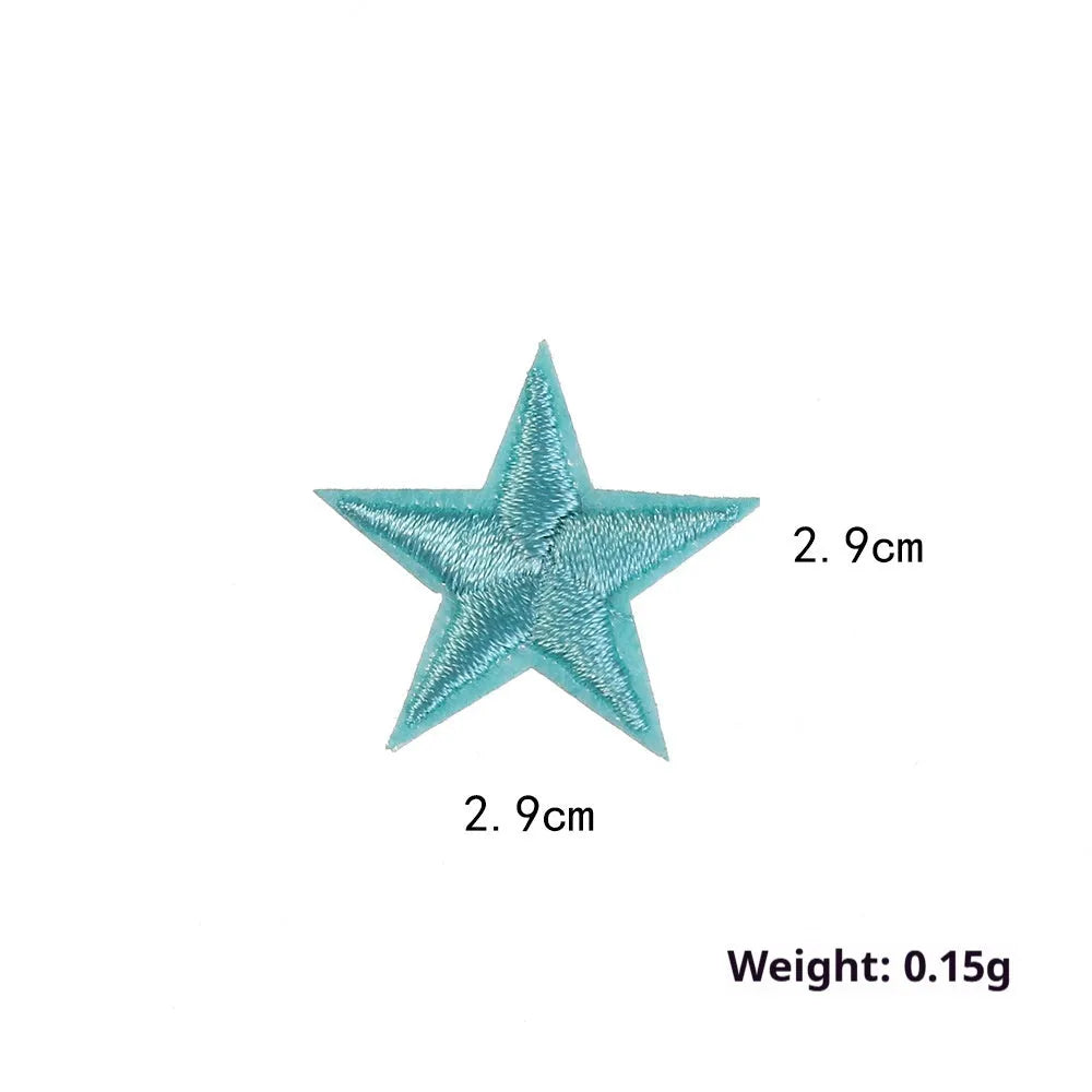 Colourful embroidered five-pointed star cloth stickers for DIY fabric decoration