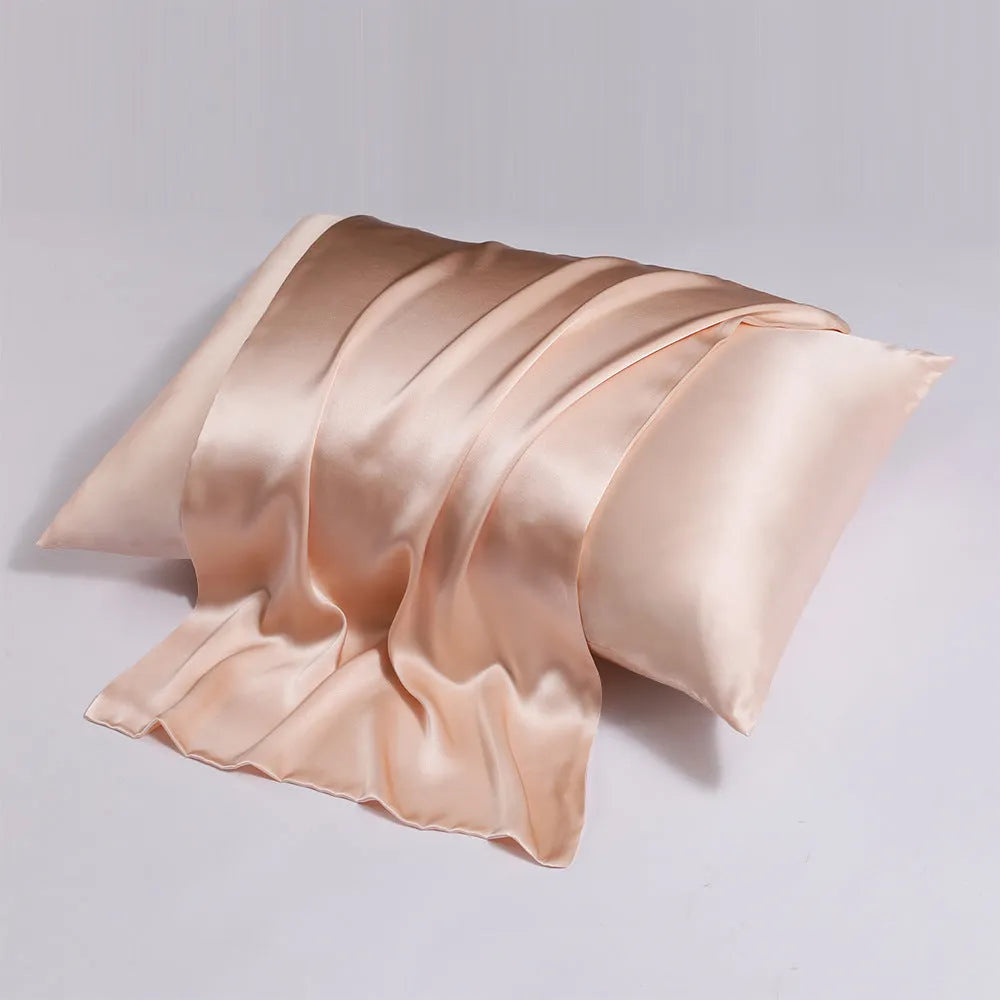 Silk zipper pillowcase in solid colour showing concealed closure and smooth double-sided fabric
