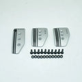 Aluminium manual transmission car pedal set showing brake, accelerator and clutch pedals