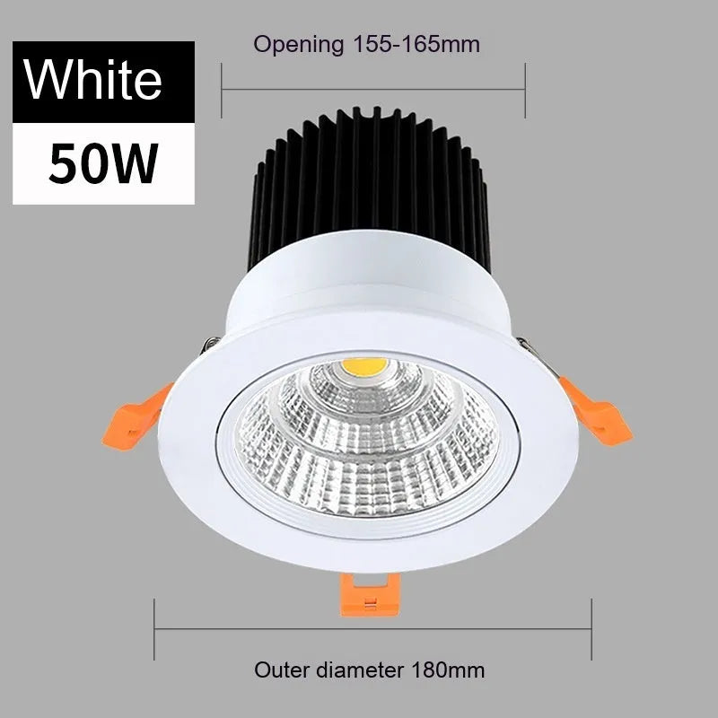 Modern recessed aluminium LED ceiling spotlight with three colour variable light settings.
