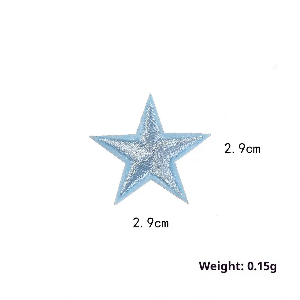 Colourful embroidered five-pointed star cloth stickers for DIY fabric decoration