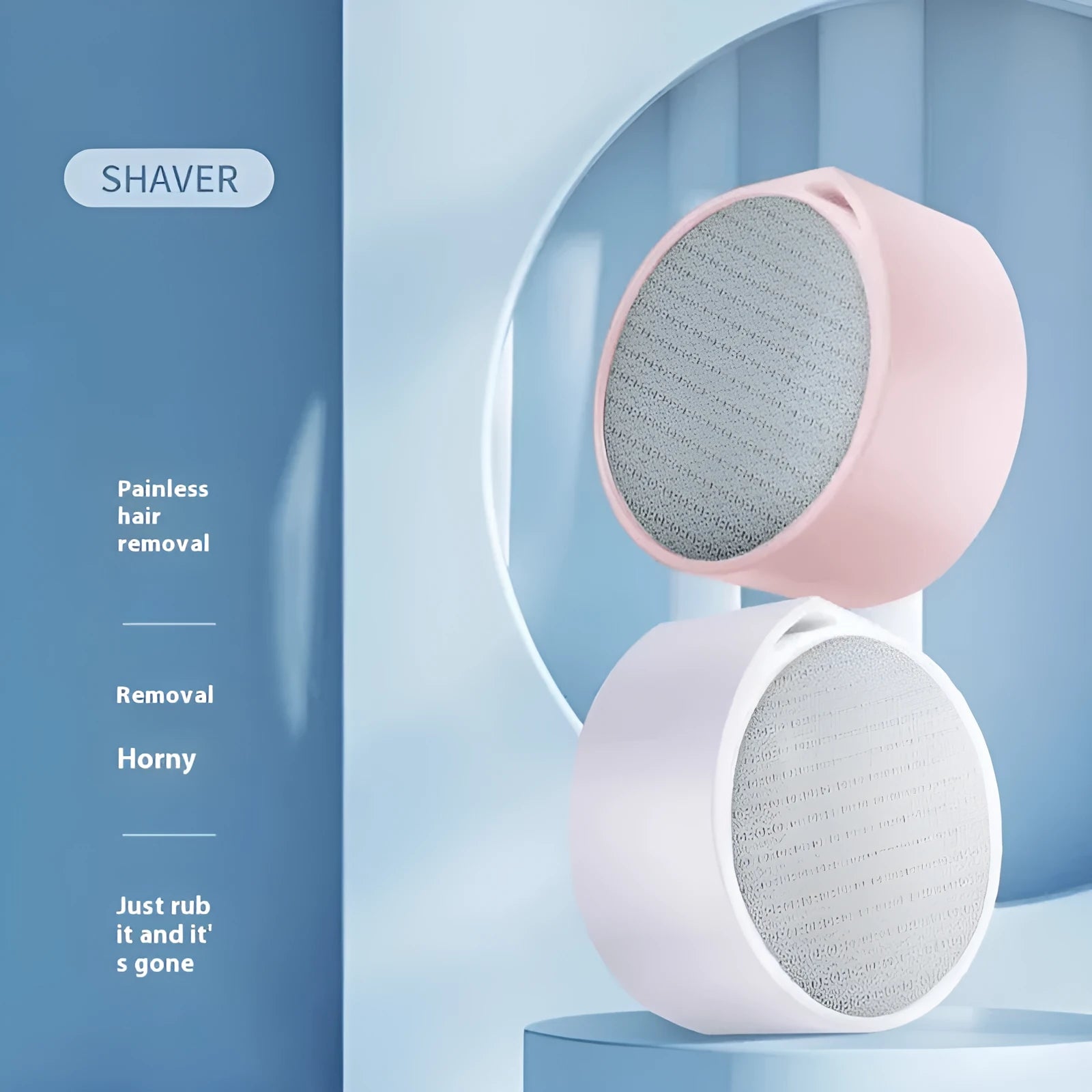 White plastic nano glass epilator and foot grinder 2-in-1 device for body hair removal