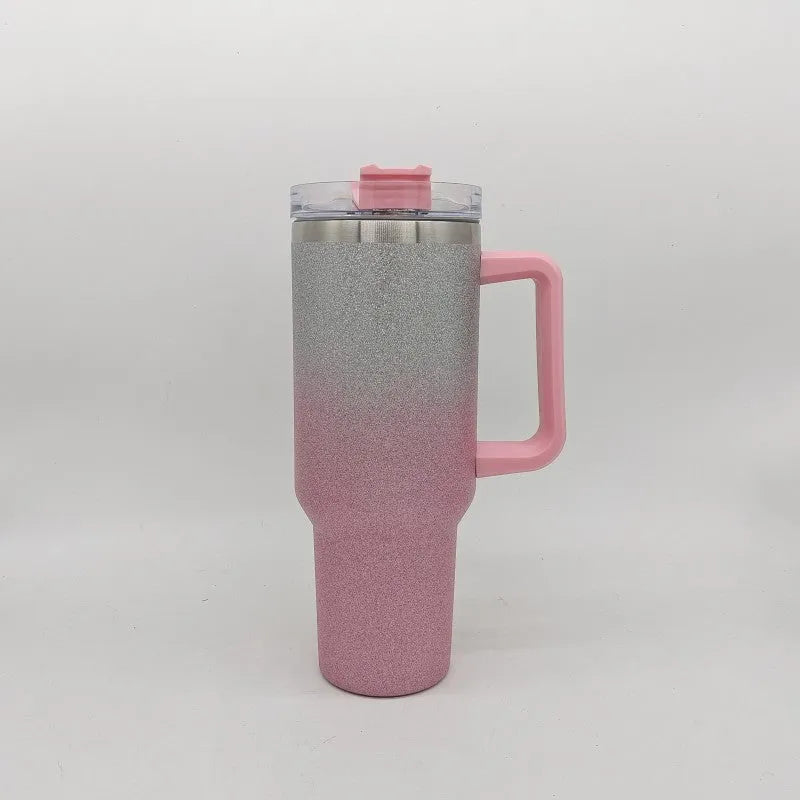 Large stainless steel vacuum insulation cup in rainbow gradient colour with 27.5cm height