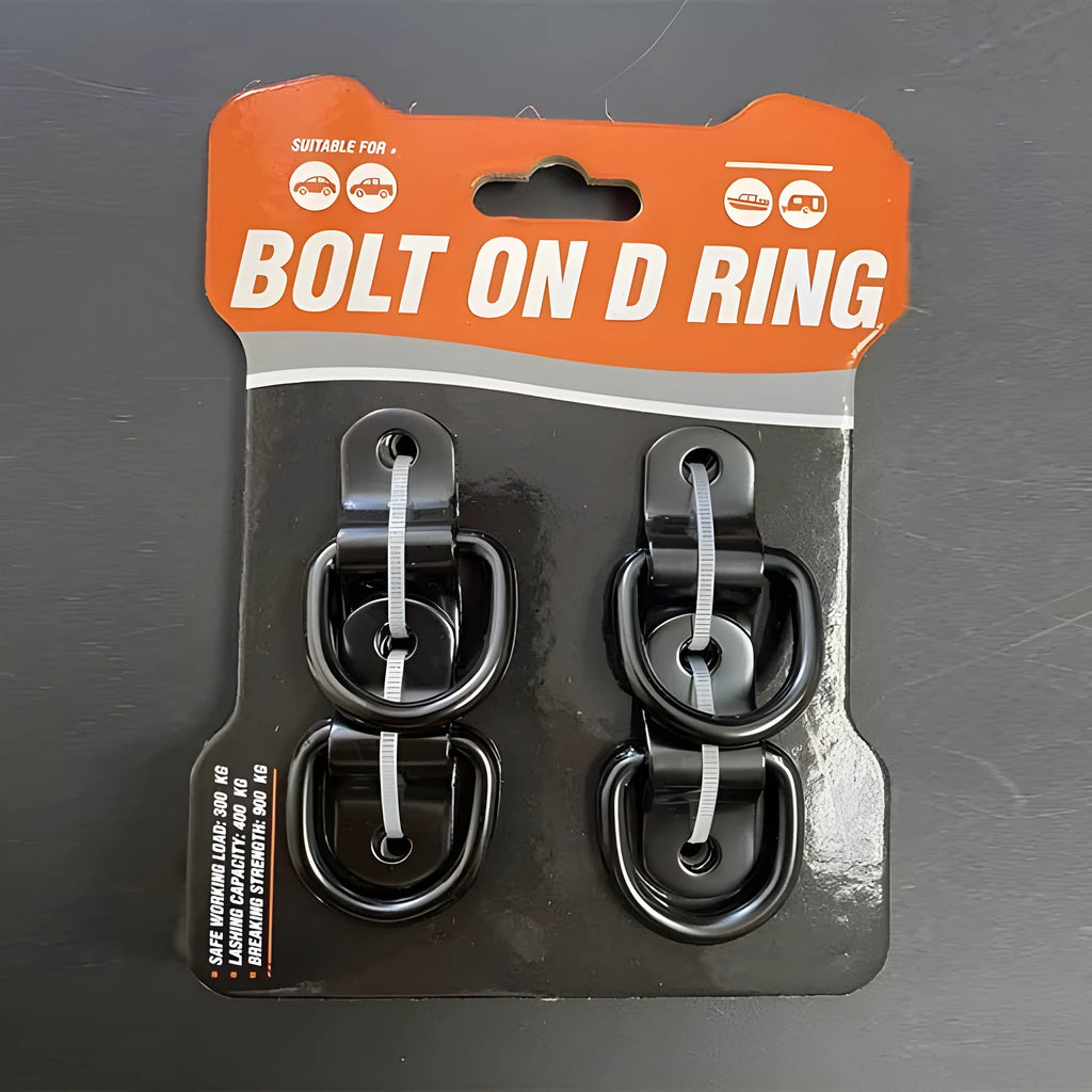 Black galvanized truck floor hook with pull ring for vehicle cargo management