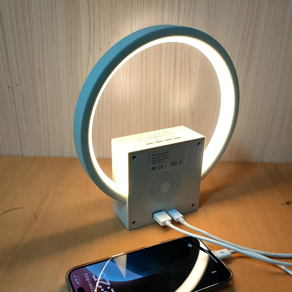 White noise sleep light with touch wake and simulated sunrise alarm, white colour, 200mm by 48mm by 220mm