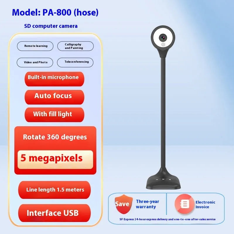 Computer live camera with auto focus and USB 2.0 connection for video calls and content creation