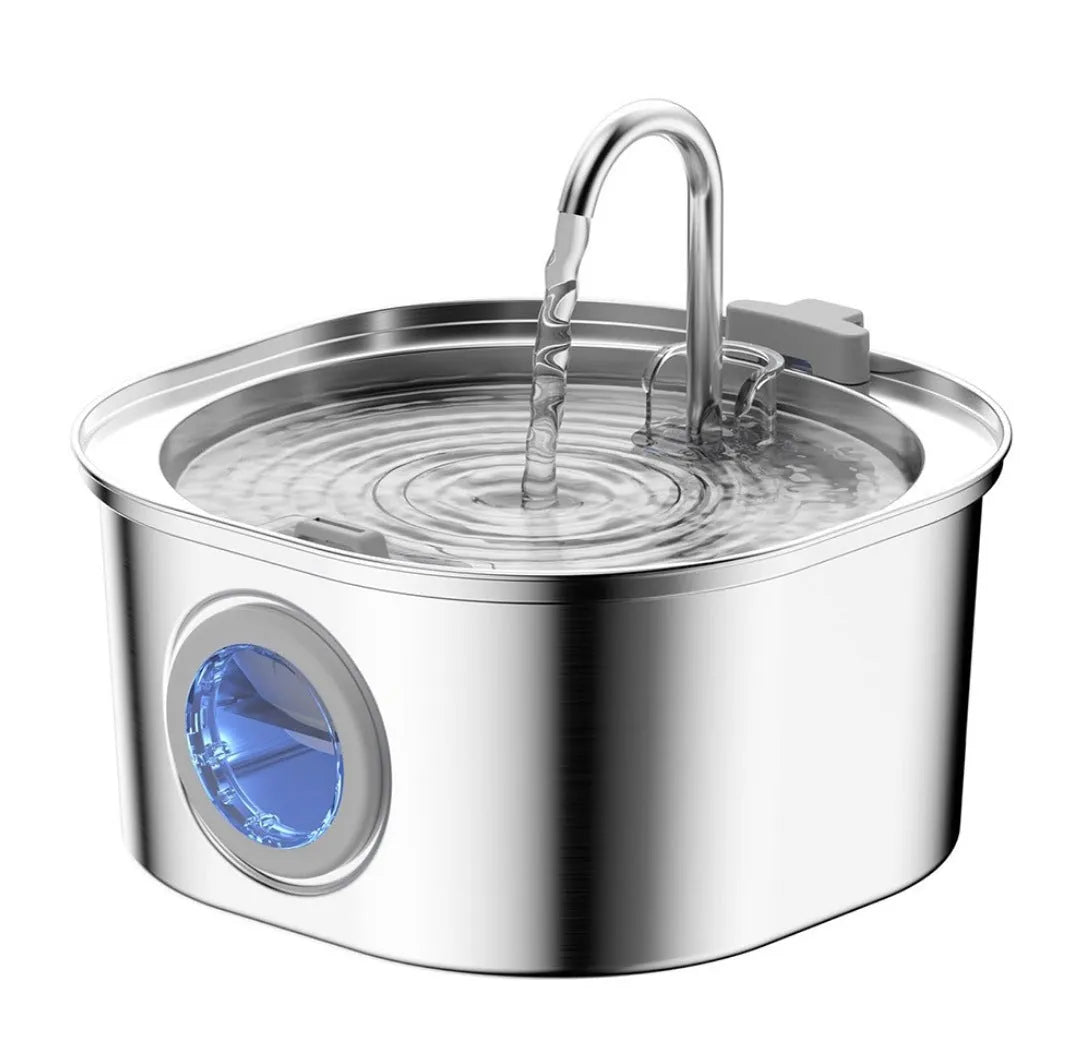All stainless steel pet water dispenser round runway type large capacity for cats and dogs
