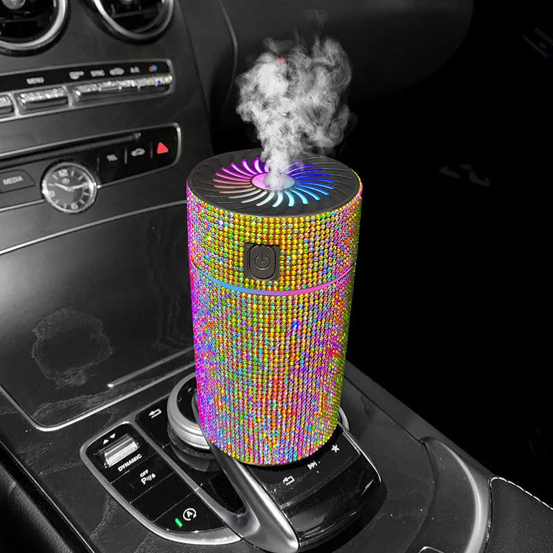 Car mounted air purification humidifier in diamond material with USB power cable