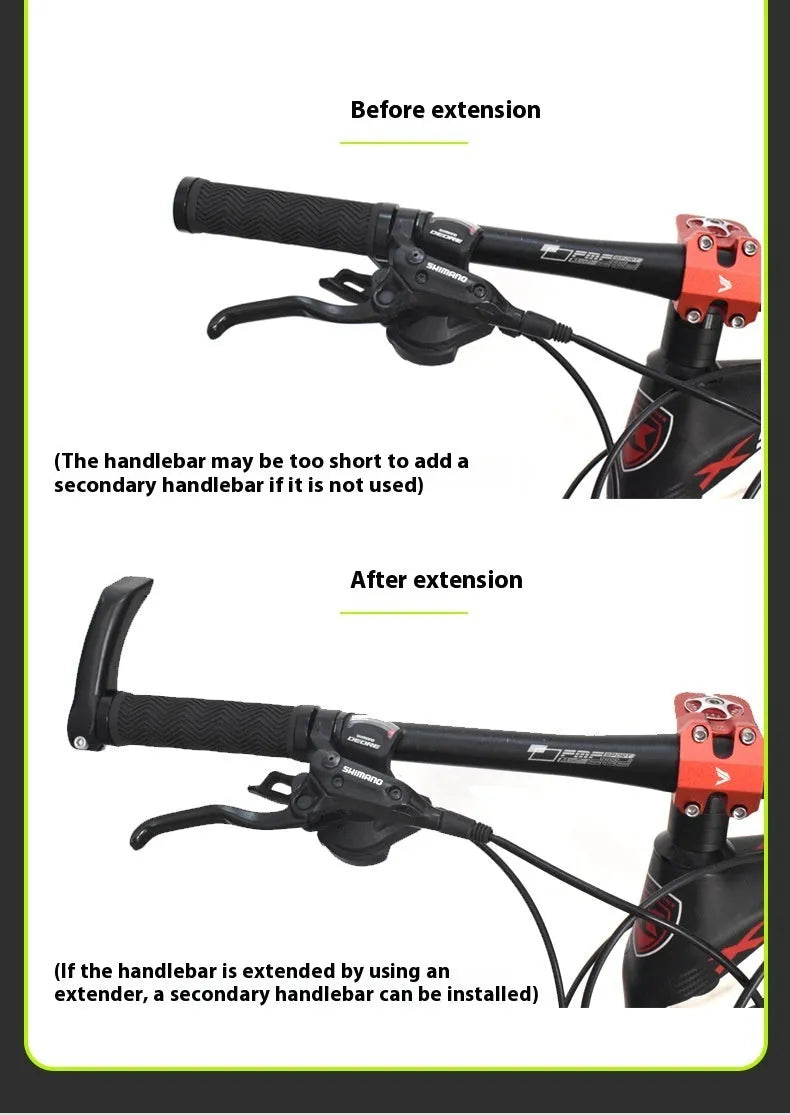 Aluminium alloy mountain bike handlebar extension rod with folding mechanism and 15-20mm adjustment range