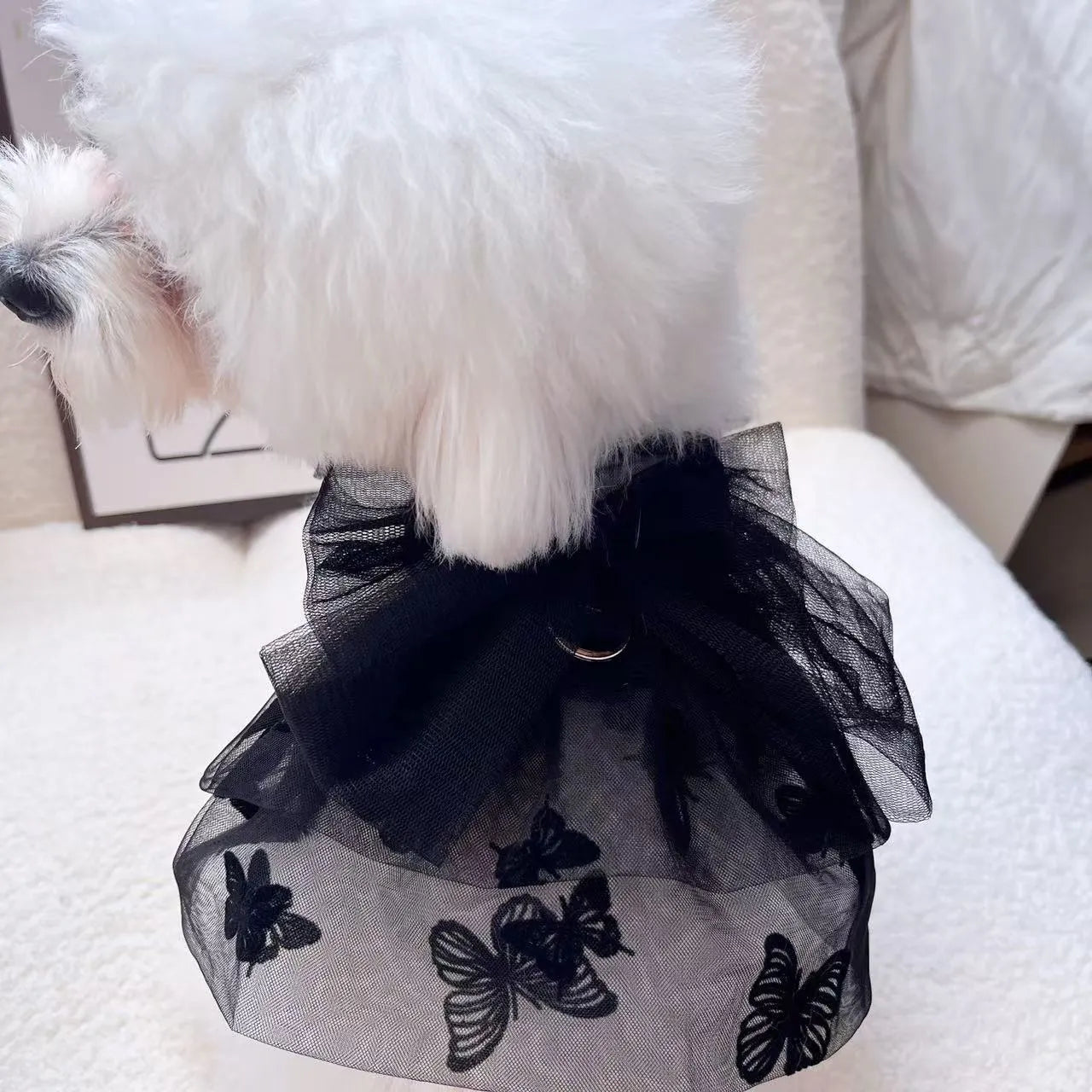 Black princess tulle skirt dog cat clothing with gauze material and five size options