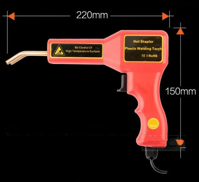 Plastic repair welding gun with LED light for car bumper repairs showing power cord and welding nails
