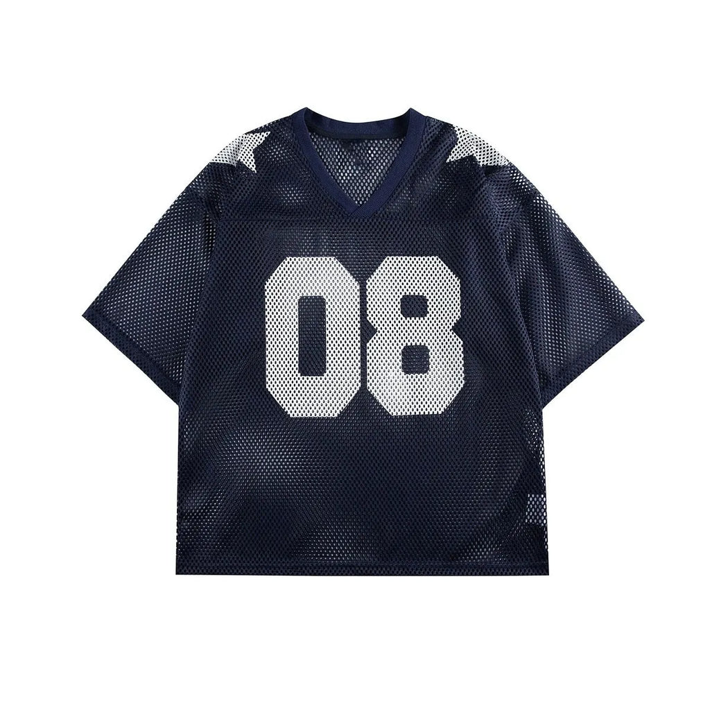 Black loose fit pullover shirt with white letter pattern design, short sleeves.