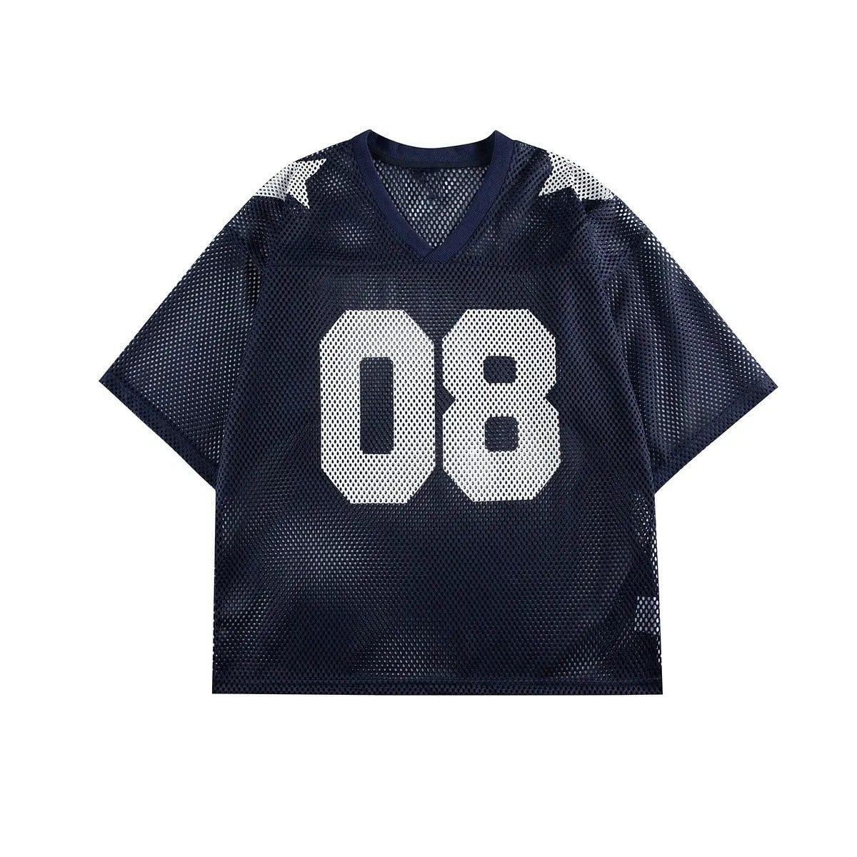Black loose fit pullover shirt with white letter pattern design, short sleeves.