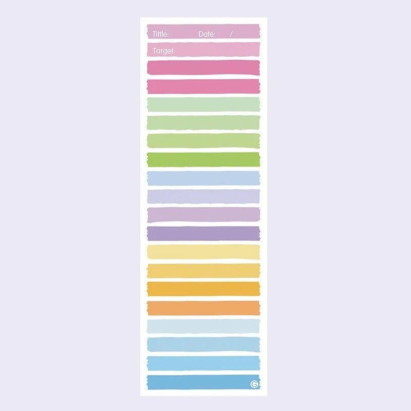 Student notepad with plastic storage box showing 90x248mm dimensions and colour variations