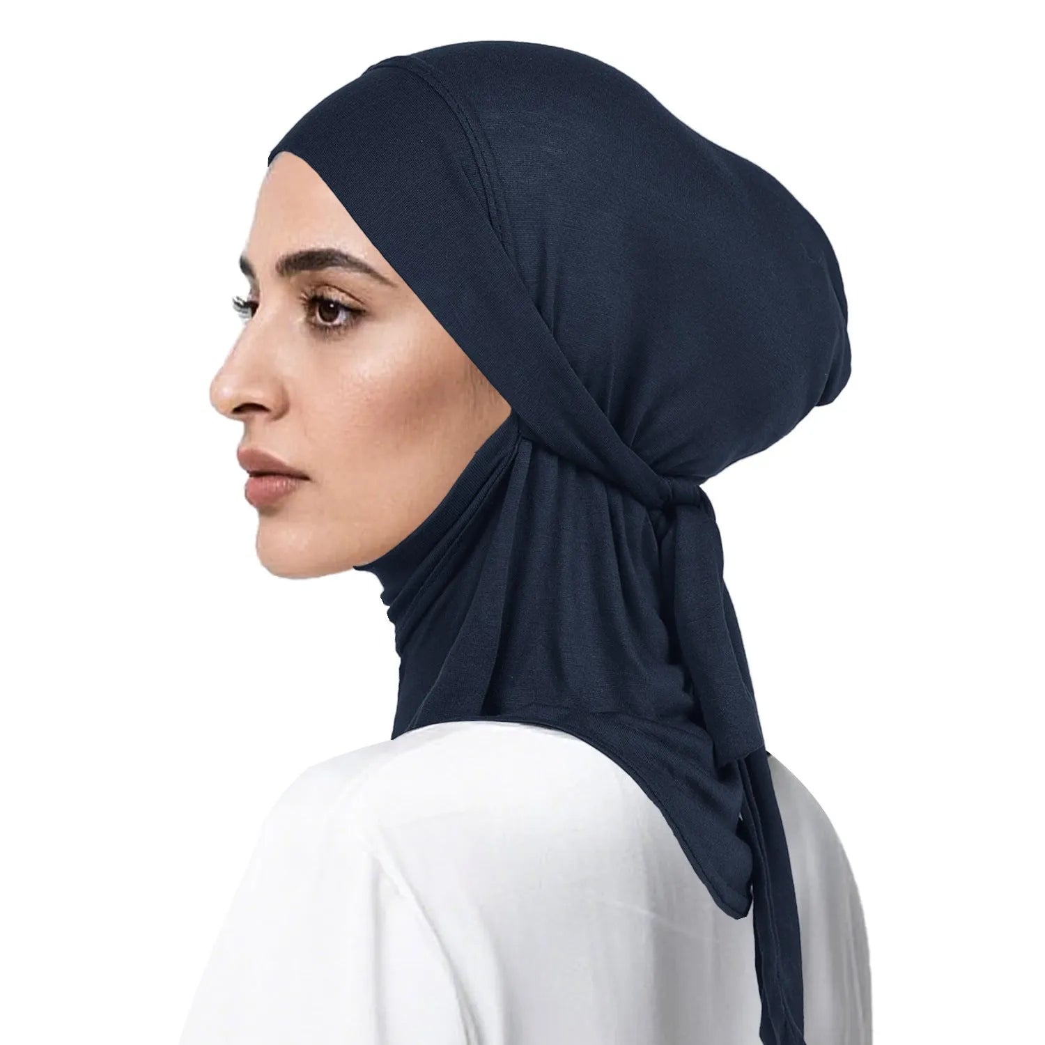 Women's hand-embroidered polyester dome crown headscarf in black – winter sun protection and warmth