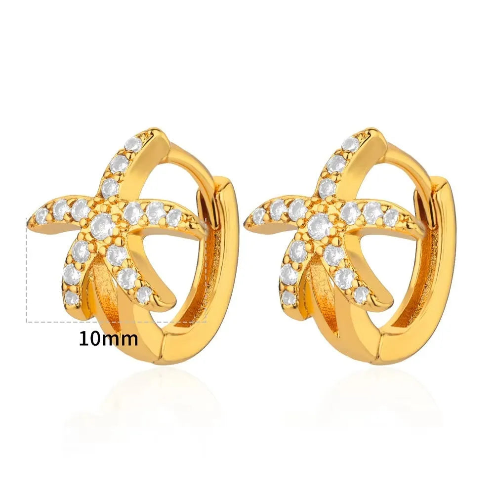 Women's geometric butterfly earrings with heart, bow and star shapes in copper with diamond finish