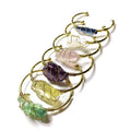 Natural crystal unshaped bracelet with gold winding, geometric rough stones, mixed colour finish, unisex design