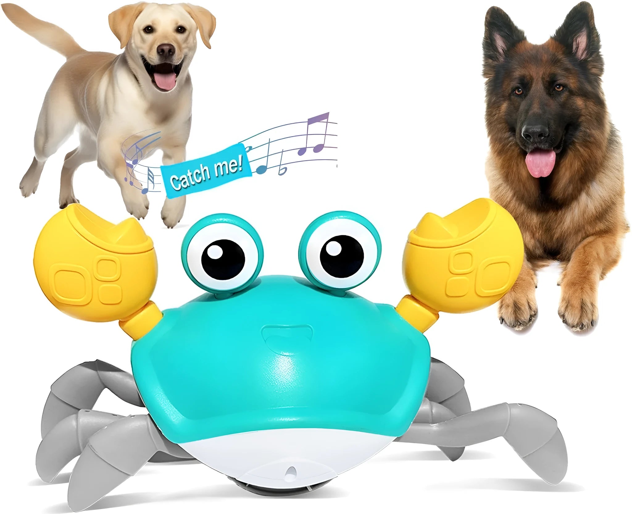 Blue or red ABS plastic crawling crab dog toy with obstacle avoidance sensor