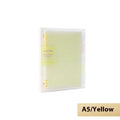 Loose-leaf spiral notebook with PP cover open, showing raw wood pulp pages in A5 or B5 size.