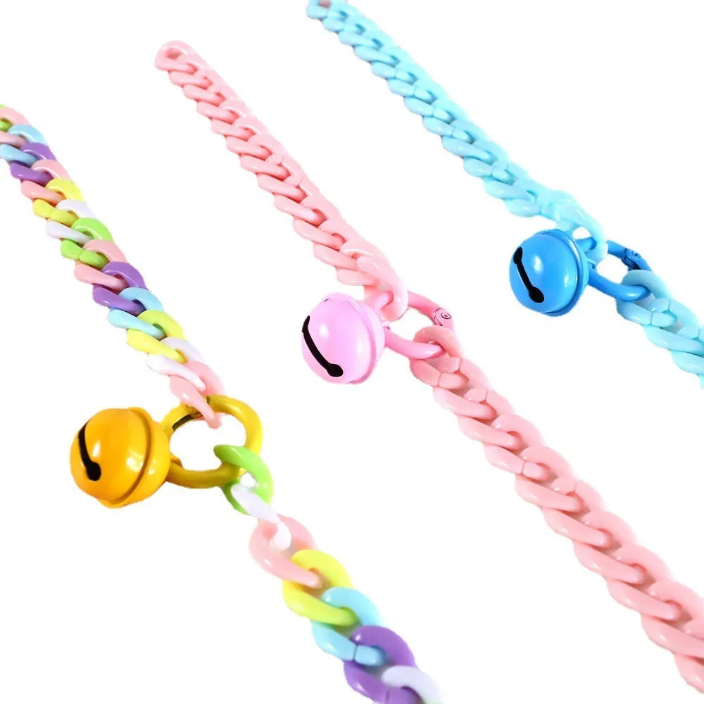 Adjustable plastic pet collar in macaron candy colours of blue, pink and mixed for cats and small dogs.