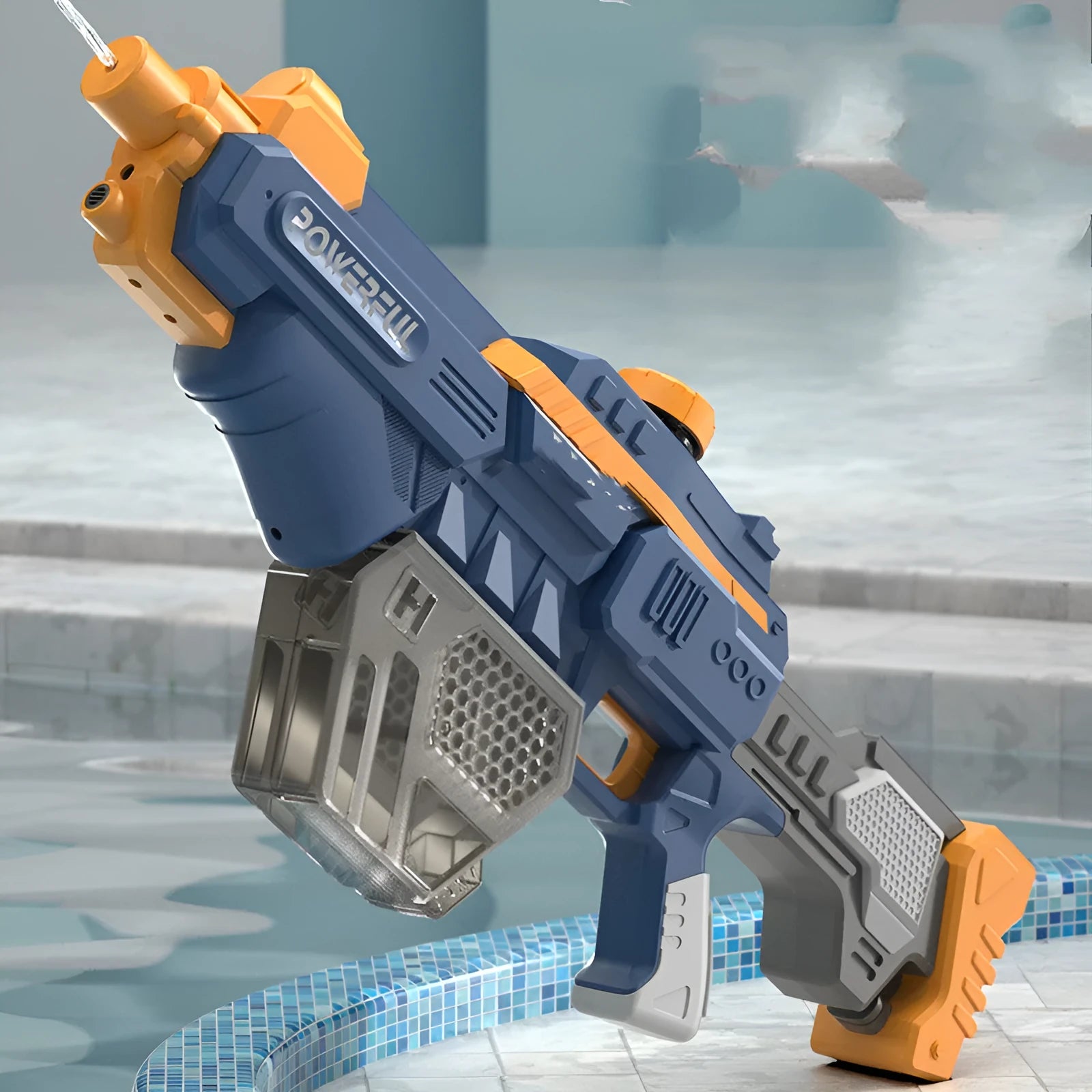 Electric continuous firing water gun with 660ML automatic water absorption in blue English colour box