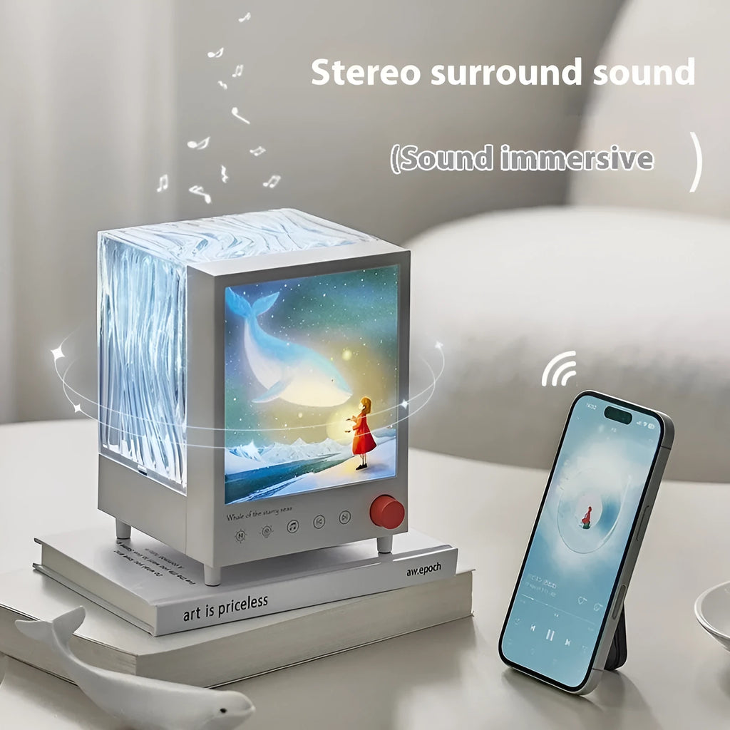 Aurora Treasure Box atmosphere projection lamp projecting star sea whale light pattern with Bluetooth speaker