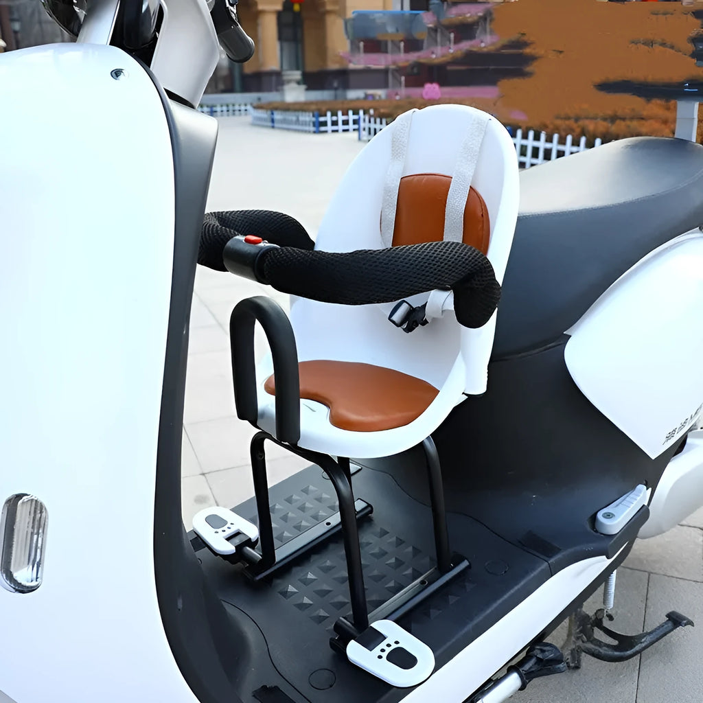 High carbon steel front safety seat for children's battery scooter in black colour