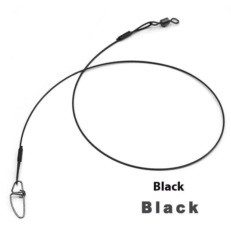Steel wire fishing double buckle pin accessories in green, black, and red colours