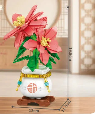 Fortune decoration building blocks toy plum ornaments plastic small particle set in colour box