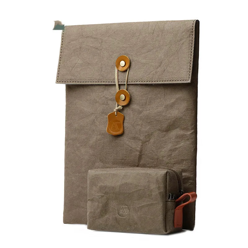 Non-magnetic notebook computer bag liner in washed kraft paper for 13 inch laptop