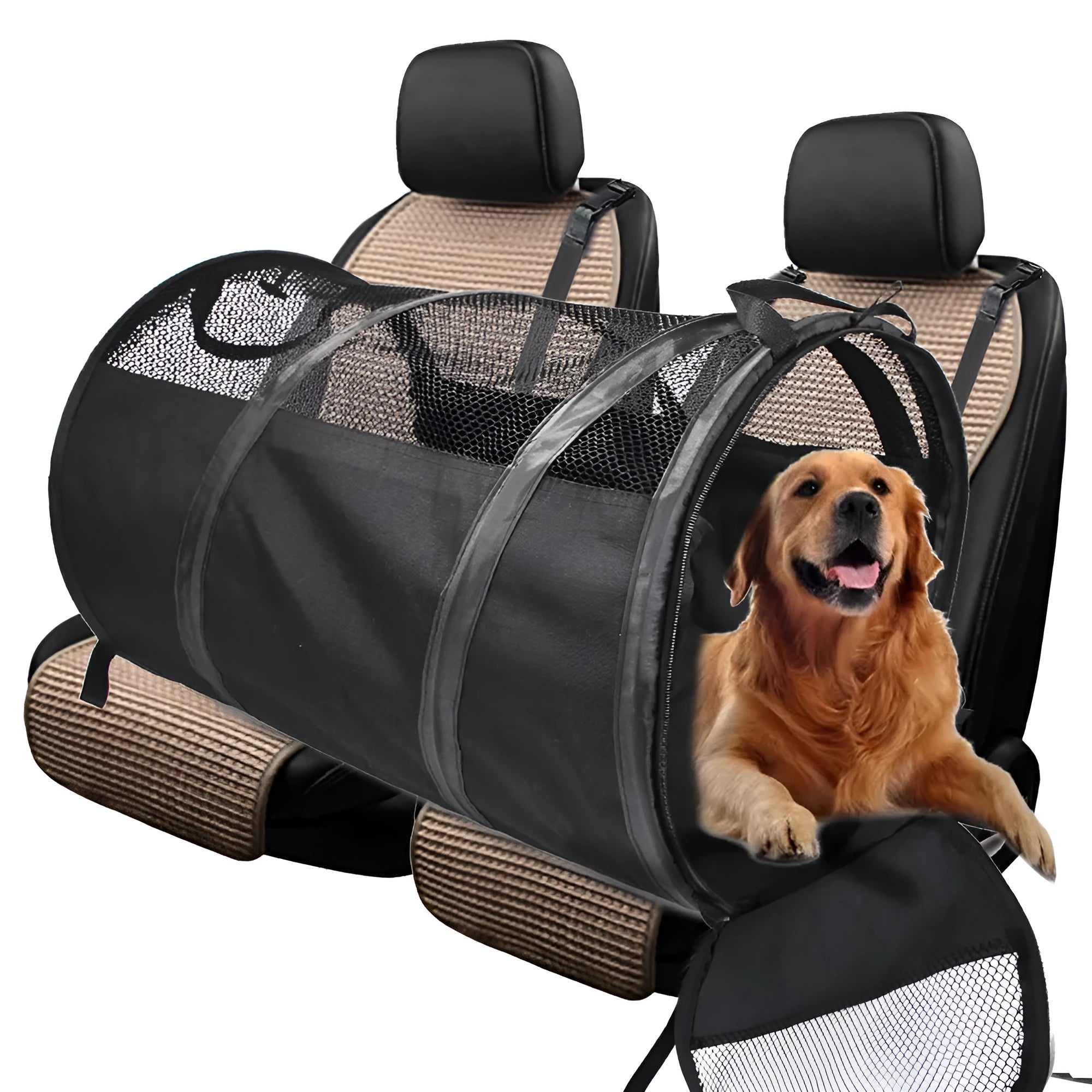 Foldable black Oxford cloth automotive pet pad backseat tent for dogs and cats, large size